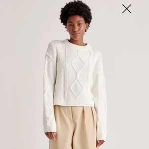 Quince 100% Organic Cotton Cropped Cable Crew Sweater